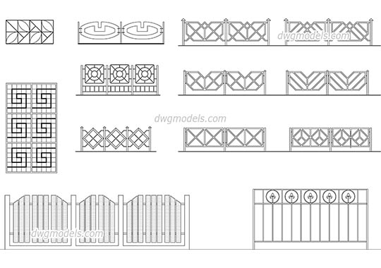 Lattices and fences - DWG, CAD Block, drawing