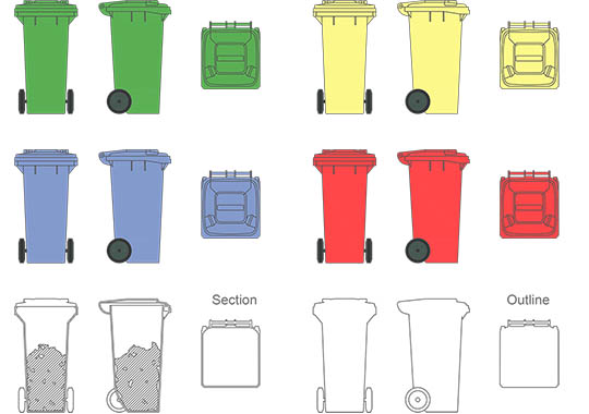 Garbage bin 1 - DWG, CAD Block, drawing