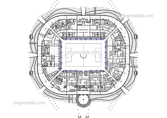 Stadium4-Level Ground - DWG, CAD Block, drawing