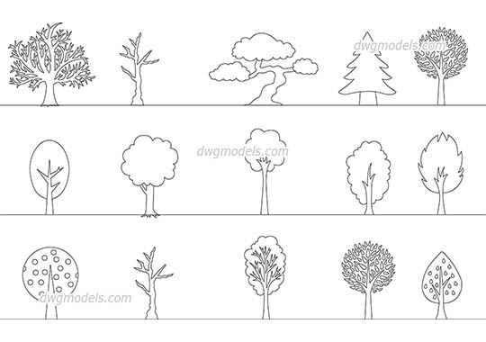 Decorative Trees - DWG, CAD Block, drawing