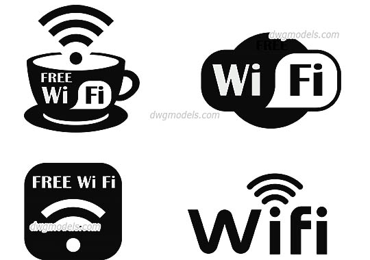 Wi-Fi Symbol - DWG, CAD Block, drawing