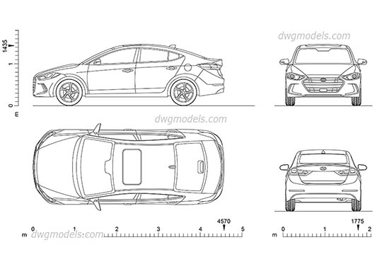 Hyundai Elantra (2017) - DWG, CAD Block, drawing