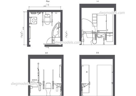 WC for disabled dwg, cad file download free