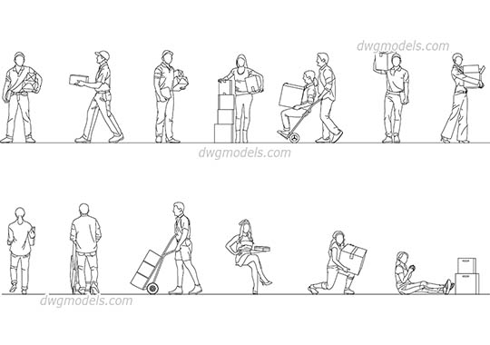 Couriers - DWG, CAD Block, drawing