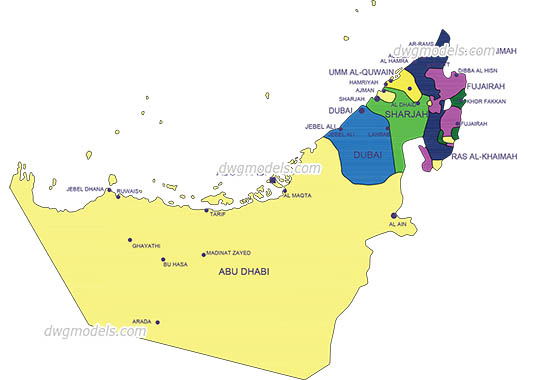 Map of UAE - DWG, CAD Block, drawing