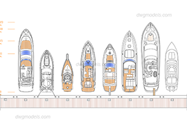 Yachts 1 - DWG, CAD Block, drawing