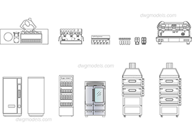 Furniture for bar 1 - DWG, CAD Block, drawing