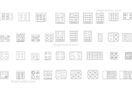 Cooktop 1 - DWG, CAD Block, drawing