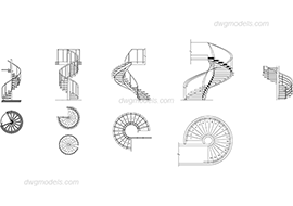 Spiral staircase - DWG, CAD Block, drawing