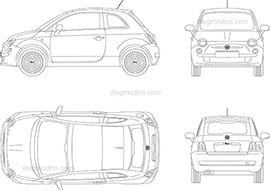 New Fiat 500 - DWG, CAD Block, drawing
