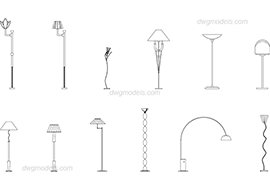 Floor lamps - DWG, CAD Block, drawing