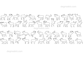 Moose - DWG, CAD Block, drawing