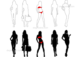 Girls - DWG, CAD Block, drawing