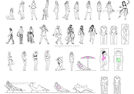 People on the beach - DWG, CAD Block, drawing