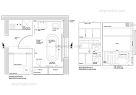 Bathroom Plan and Elevation - DWG, CAD Block, drawing