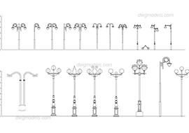 Street lights - DWG, CAD Block, drawing