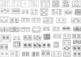 Cooktop 2 - DWG, CAD Block, drawing