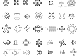 Dining sets - DWG, CAD Block, drawing