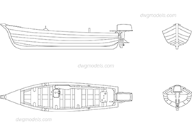 Motorboat - DWG, CAD Block, drawing