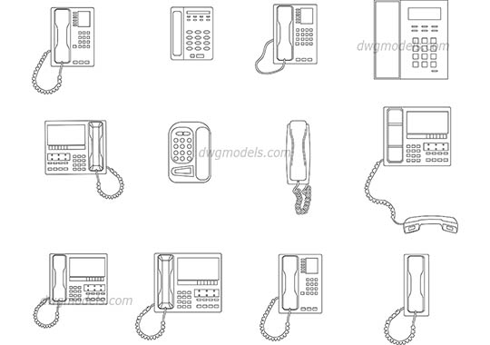 Phones - DWG, CAD Block, drawing