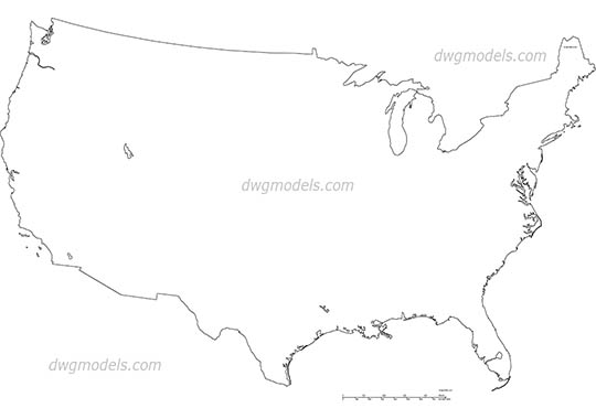 USA map - DWG, CAD Block, drawing