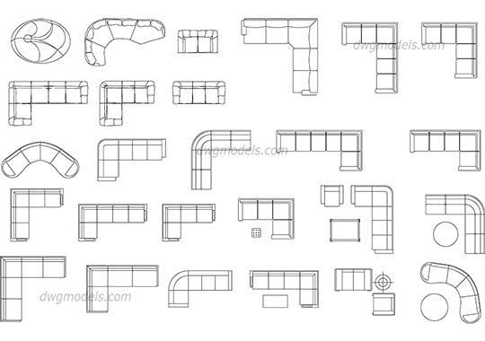 Corner sofa - DWG, CAD Block, drawing