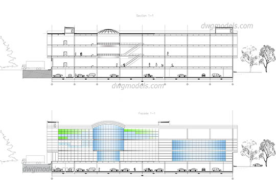 Shopping mall elevation - DWG, CAD Block, drawing