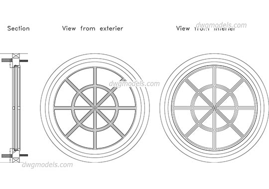 Round window - DWG, CAD Block, drawing