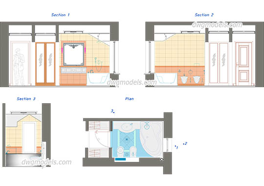 Bathroom elevation - DWG, CAD Block, drawing