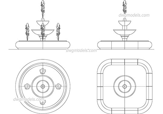Fountain - DWG, CAD Block, drawing