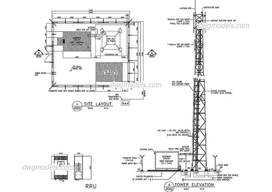 Telecommunication tower - DWG, CAD Block, drawing