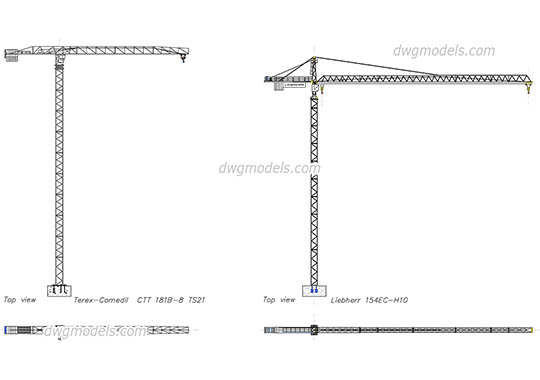 Tower Cranes - DWG, CAD Block, drawing