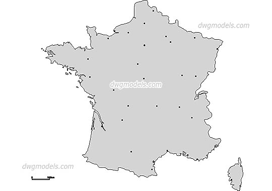 Map of France - DWG, CAD Block, drawing