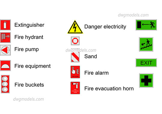 Legend of fire protection - DWG, CAD Block, drawing