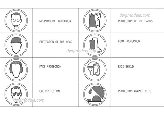 Occupational safety symbols - DWG, CAD Block, drawing
