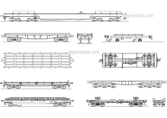 Flat wagon - DWG, CAD Block, drawing