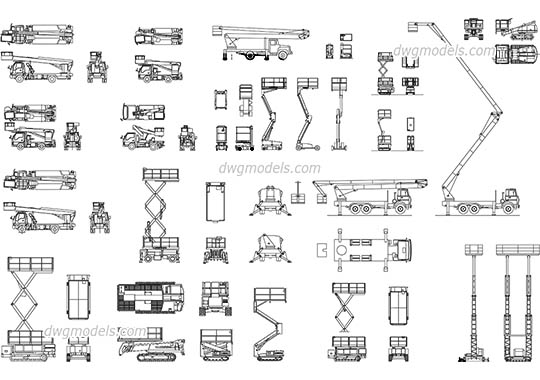 Aerial work platforms - DWG, CAD Block, drawing
