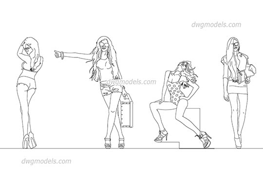 Models Girls - DWG, CAD Block, drawing