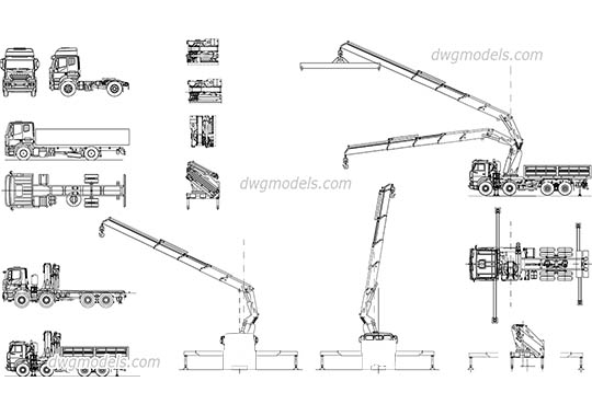 Truck crane manipulator - DWG, CAD Block, drawing