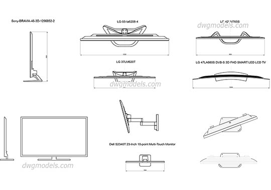 LED and LCD TV - DWG, CAD Block, drawing