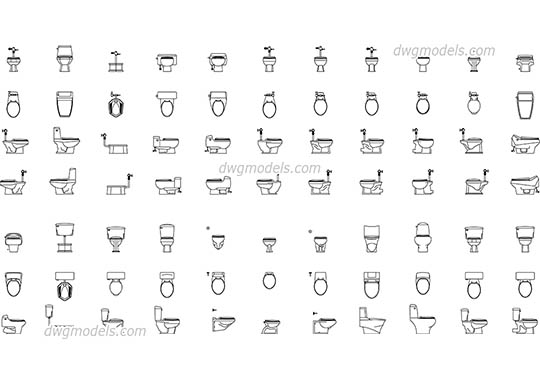 Toilet all views - DWG, CAD Block, drawing