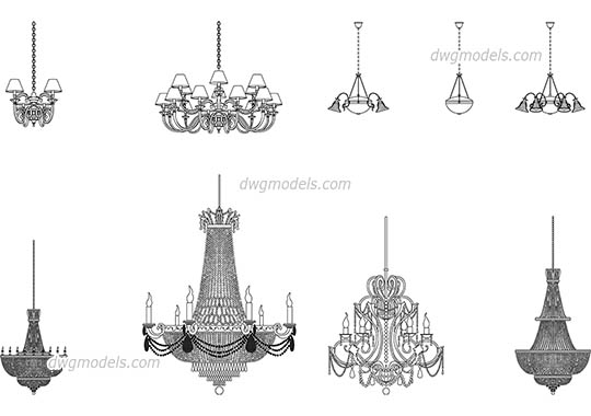 Chandeliers - DWG, CAD Block, drawing