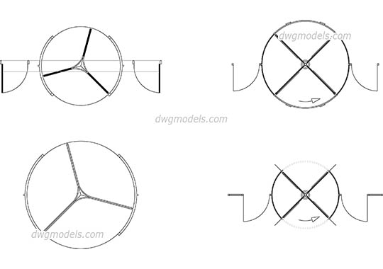 Revolving doors - DWG, CAD Block, drawing