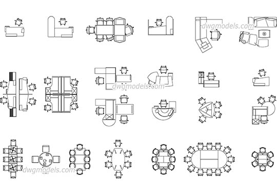 Office furniture - DWG, CAD Block, drawing