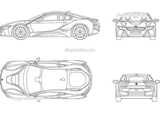 BMW i8 - DWG, CAD Block, drawing