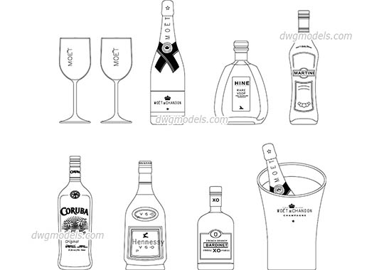Bottles AutoCAD blocks