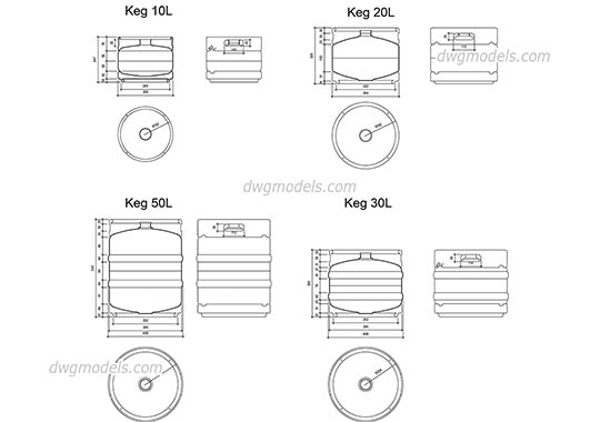 Beer Kegs - DWG, CAD Block, drawing