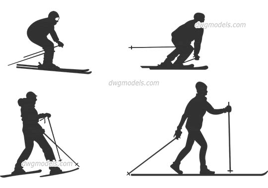 People skiing - DWG, CAD Block, drawing