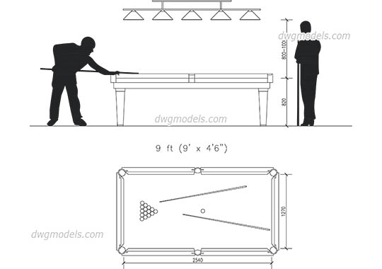 Billiards 1 - DWG, CAD Block, drawing