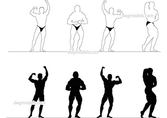 People bodybuilding - DWG, CAD Block, drawing